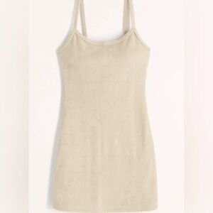 NWT - Abercrombie & Fitch Terry Cloth Mini Fitted Dress - Cream/Tan - XL